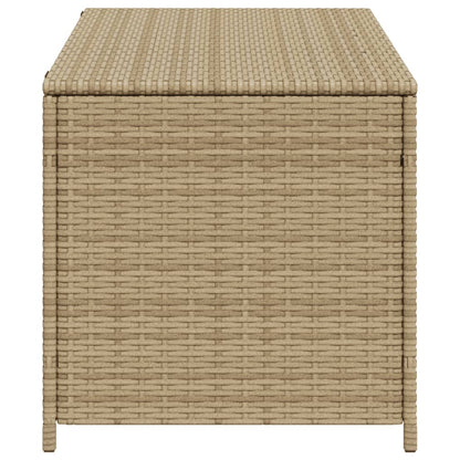 Beige Poly Rattan Garden Storage Box - 190L Capacity