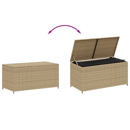 Beige Poly Rattan Garden Storage Box - 190L Capacity
