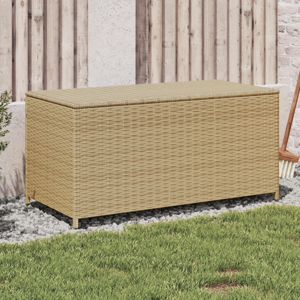 190L Poly Rattan Garden Storage Box on Wheels - Black