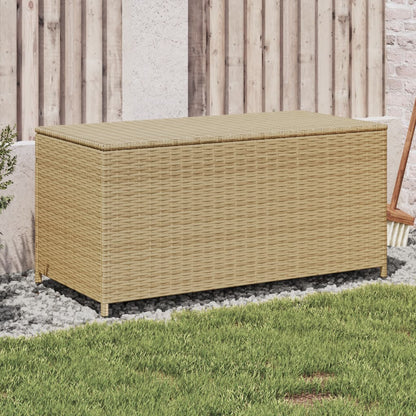 190L Poly Rattan Garden Storage Box on Wheels - Black