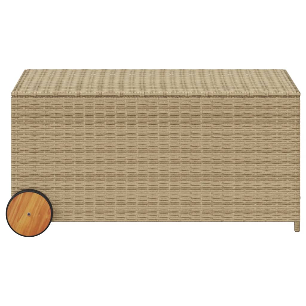 190L Poly Rattan Garden Storage Box on Wheels - Black