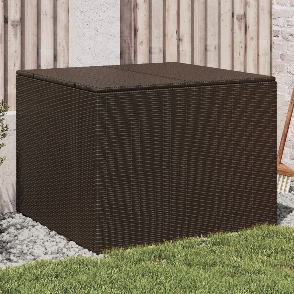 190L Poly Rattan Garden Storage Box on Wheels - Black