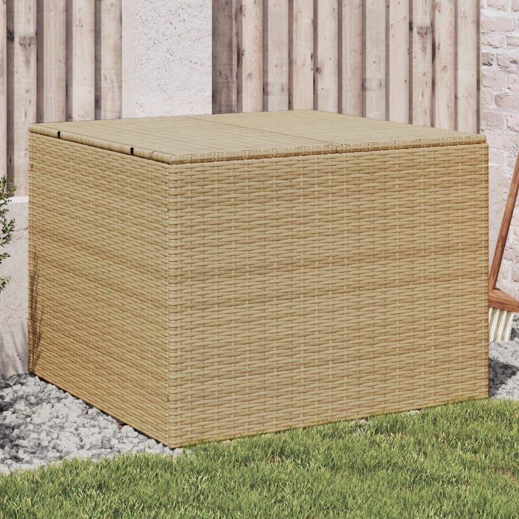 190L Poly Rattan Garden Storage Box on Wheels - Black
