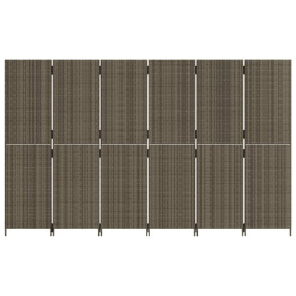 6-Panel Grey Poly Rattan Room Divider - Stylish & Functional Decor