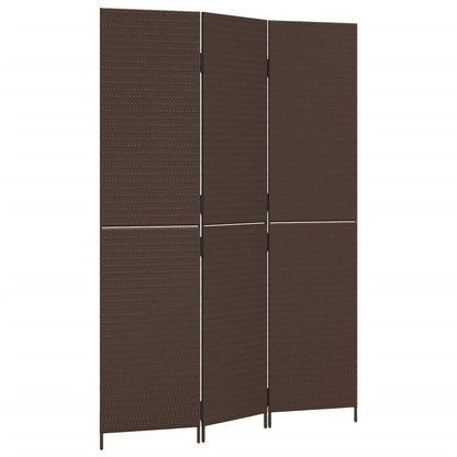 Elegant 3-Panel Brown Poly Rattan Room Divider - Stylish Privacy Solution
