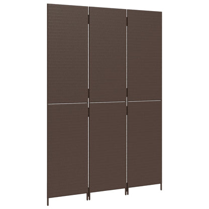 Elegant 3-Panel Brown Poly Rattan Room Divider - Stylish Privacy Solution