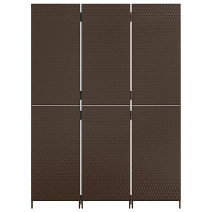 Elegant 3-Panel Brown Poly Rattan Room Divider - Stylish Privacy Solution