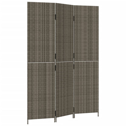 Stylish Grey Poly Rattan 3-Panel Room Divider