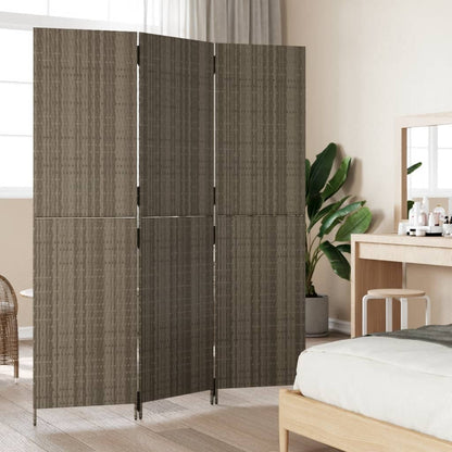 Stylish Grey Poly Rattan 3-Panel Room Divider