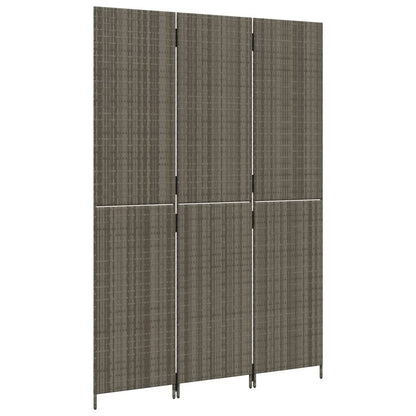Stylish Grey Poly Rattan 3-Panel Room Divider