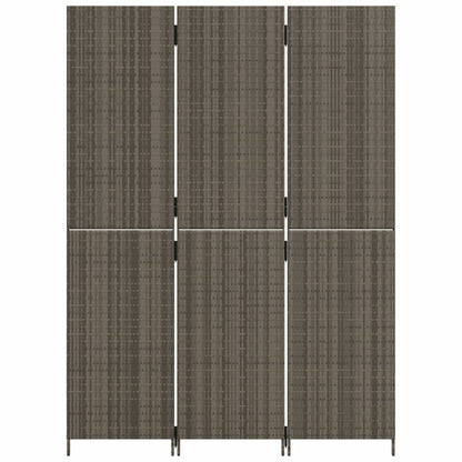 Stylish Grey Poly Rattan 3-Panel Room Divider