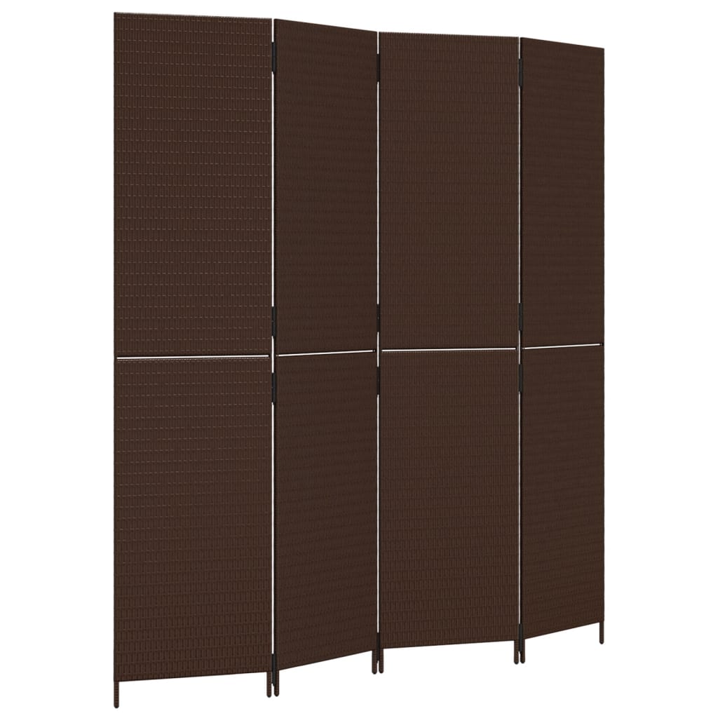 Brown Poly Rattan Room Divider - 4 Panel Privacy Screen