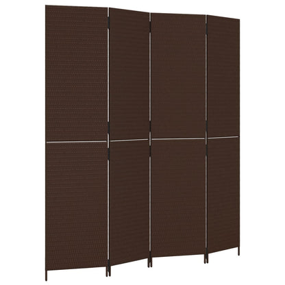 Brown Poly Rattan Room Divider - 4 Panel Privacy Screen