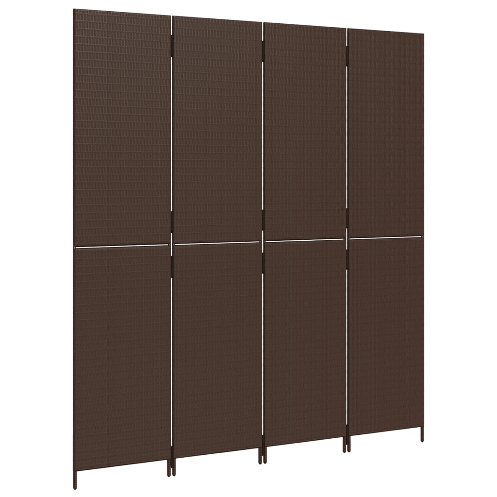 Brown Poly Rattan Room Divider - 4 Panel Privacy Screen