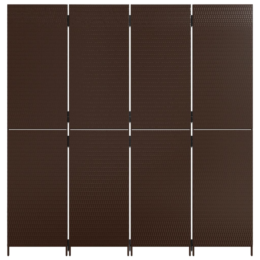 Brown Poly Rattan Room Divider - 4 Panel Privacy Screen