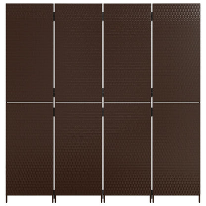 Brown Poly Rattan Room Divider - 4 Panel Privacy Screen