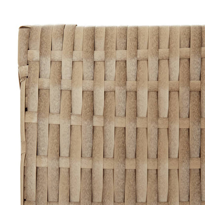 Beige Poly Rattan 4-Panel Room Divider - Stylish Privacy Screen