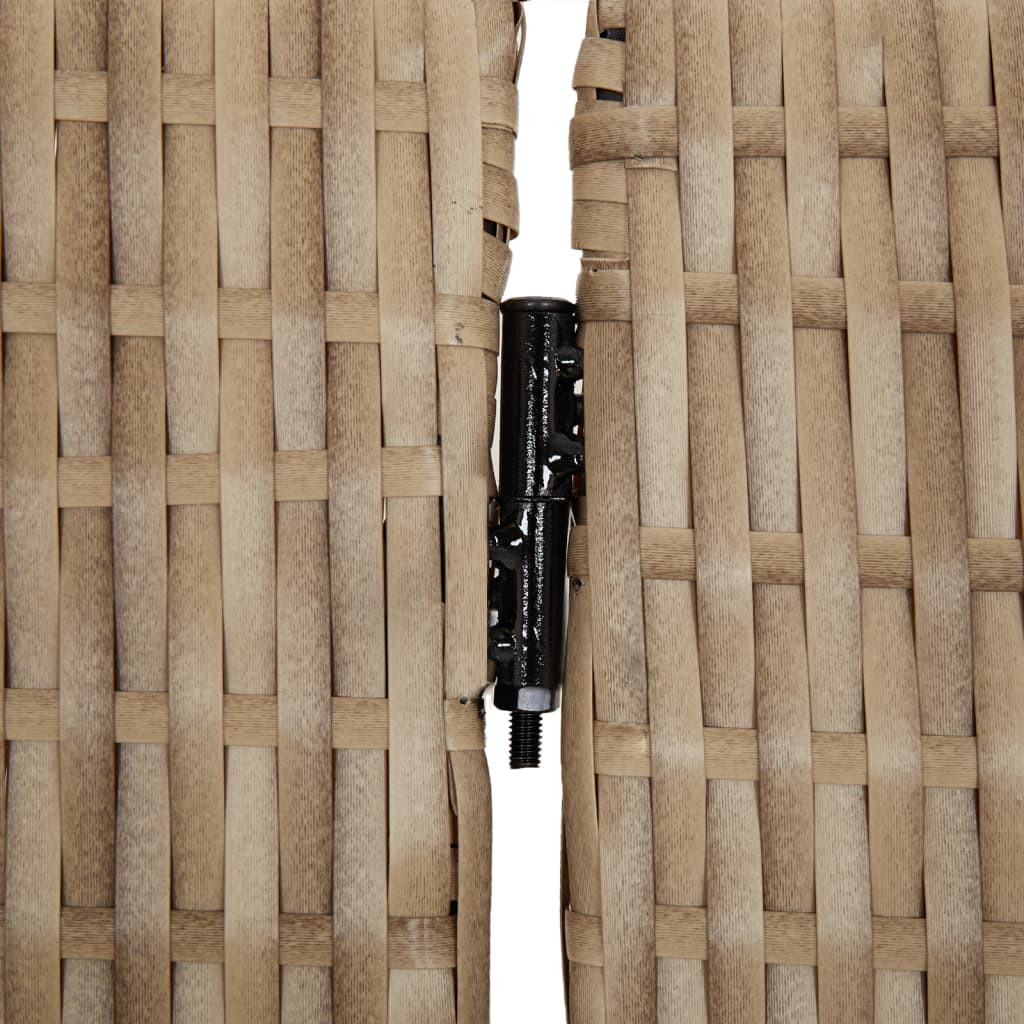 Beige Poly Rattan 4-Panel Room Divider - Stylish Privacy Screen