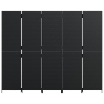 Room Divider 5 Panels Black Poly Rattan