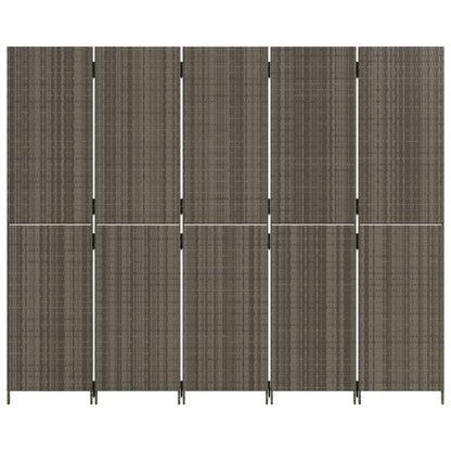 5-Panel Grey Poly Rattan Room Divider - Stylish & Functional Decor
