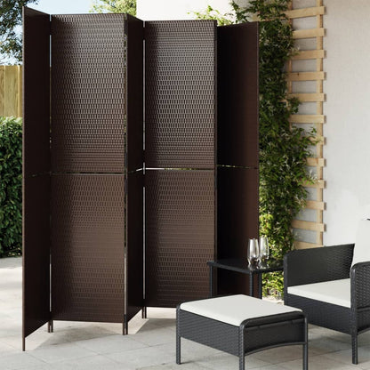 Brown Poly Rattan Room Divider - 6 Panels for Stylish Separation