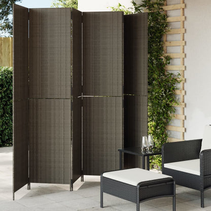 6-Panel Grey Poly Rattan Room Divider - Stylish Space Separator
