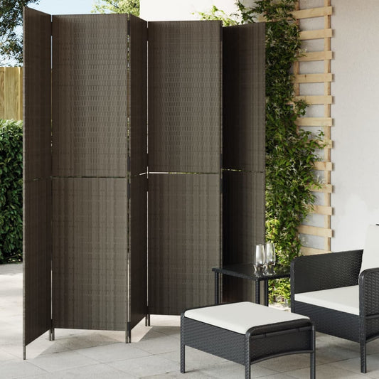 6-Panel Grey Poly Rattan Room Divider - Stylish Space Separator