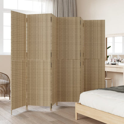 Beige Poly Rattan Room Divider - 6 Panels for Stylish Privacy
