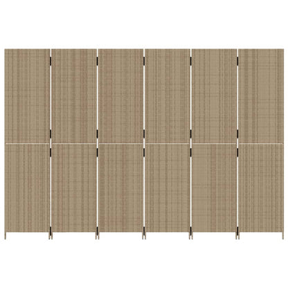 Beige Poly Rattan Room Divider - 6 Panels for Stylish Privacy