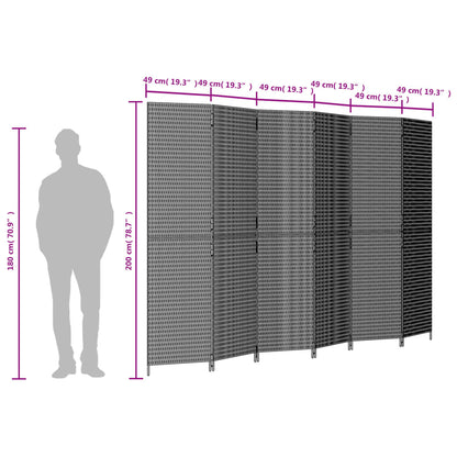 Beige Poly Rattan Room Divider - 6 Panels for Stylish Privacy