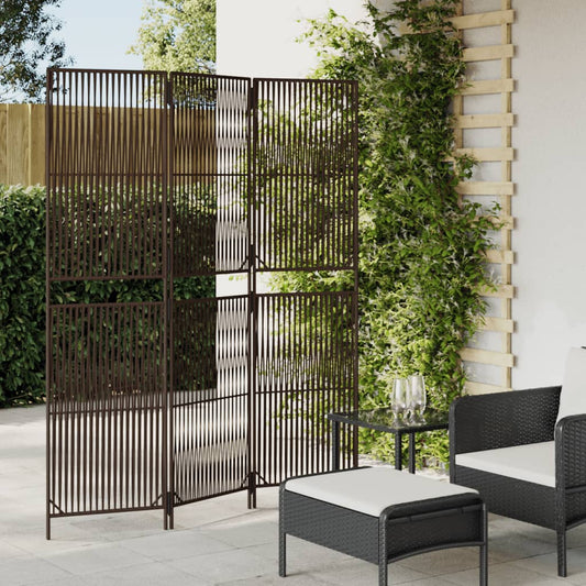 Brown Poly Rattan Room Divider - 3 Panels, Stylish & Durable
