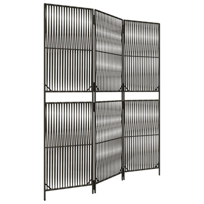 Room Divider 3 Panels Grey Poly Rattan