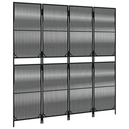 Stylish 4-Panel Room Divider in Black Poly Rattan