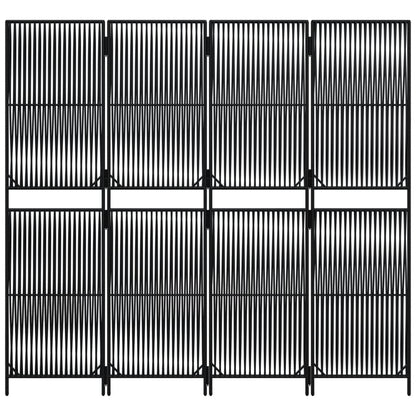 Stylish 4-Panel Room Divider in Black Poly Rattan