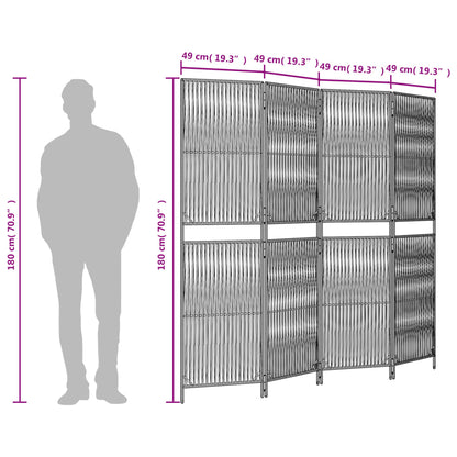 Stylish 4-Panel Room Divider in Black Poly Rattan