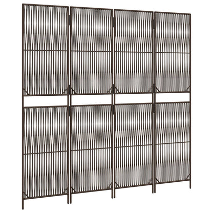 4-Panel Brown Poly Rattan Room Divider - Stylish Space Separator
