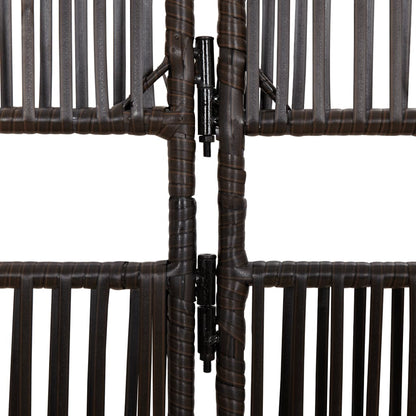 4-Panel Brown Poly Rattan Room Divider - Stylish Space Separator