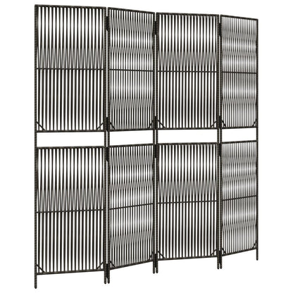 Stylish Grey Poly Rattan 4-Panel Room Divider for Modern Spaces