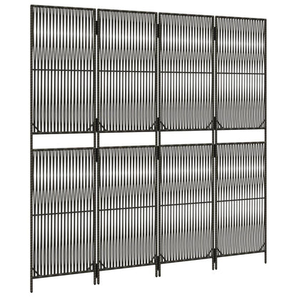 Stylish Grey Poly Rattan 4-Panel Room Divider for Modern Spaces