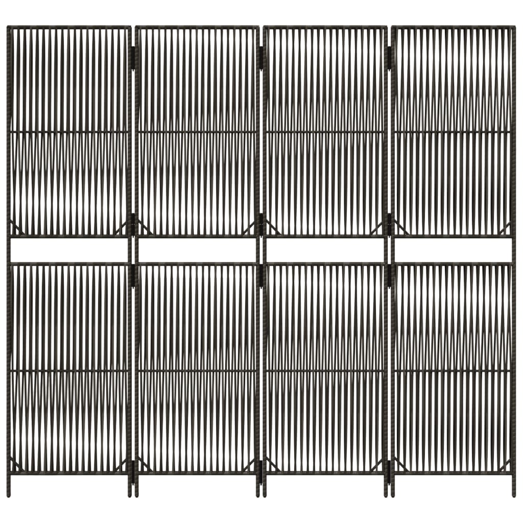 Stylish Grey Poly Rattan 4-Panel Room Divider for Modern Spaces