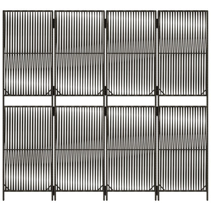 Stylish Grey Poly Rattan 4-Panel Room Divider for Modern Spaces