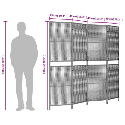Stylish Grey Poly Rattan 4-Panel Room Divider for Modern Spaces