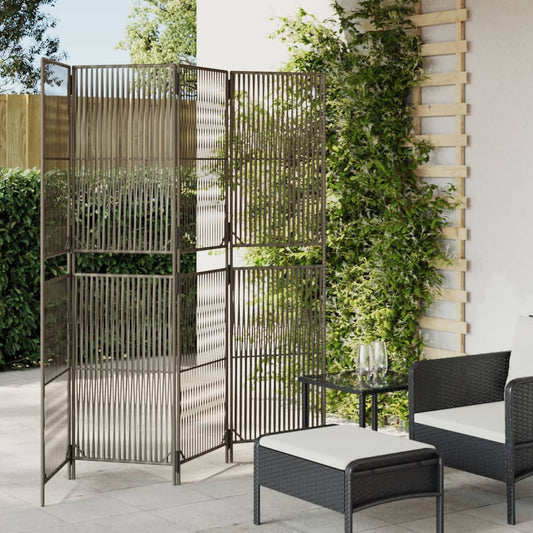 Stylish Grey Poly Rattan 4-Panel Room Divider for Modern Spaces