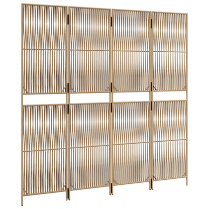 Beige Poly Rattan Room Divider - 4 Panels for Stylish Privacy