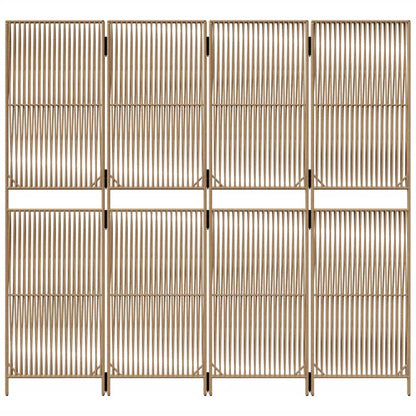 Beige Poly Rattan Room Divider - 4 Panels for Stylish Privacy