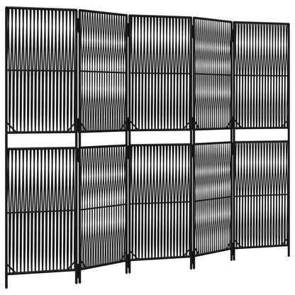 Elegant Black Poly Rattan Room Divider with 5 Panels