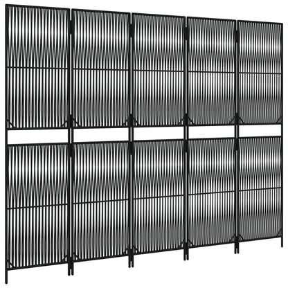 Elegant Black Poly Rattan Room Divider with 5 Panels