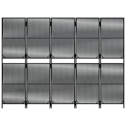Elegant Black Poly Rattan Room Divider with 5 Panels