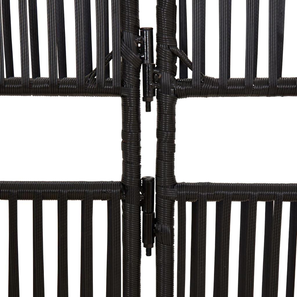 Elegant Black Poly Rattan Room Divider with 5 Panels
