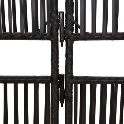 Elegant Black Poly Rattan Room Divider with 5 Panels